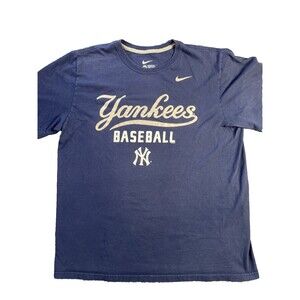New York Yankees Shirt Mens Extra Large Blue Baseball MLB Shirt Nike Cotton XL